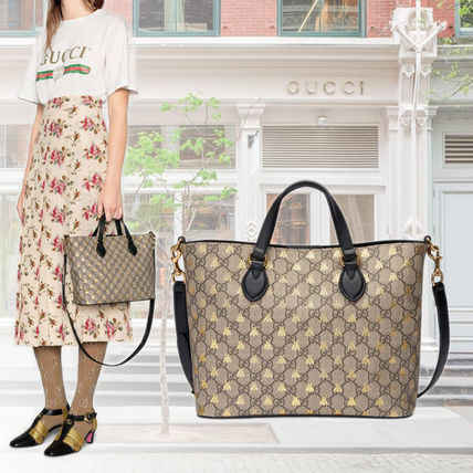GUCCI GG Supreme Gg Supreme Bees Tote 473887 9IKIG 8319 