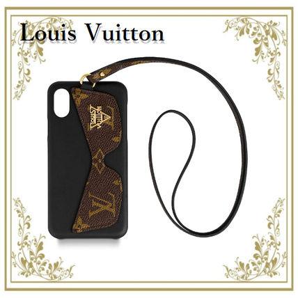 Louis Vuitton 2020 21AW Monogram Plain Leather iPhone X iPhone XS Smart Phone Cases 