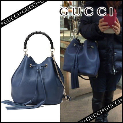 GUCCI 2016 SS Plain Leather Party Style Purses Handbags 