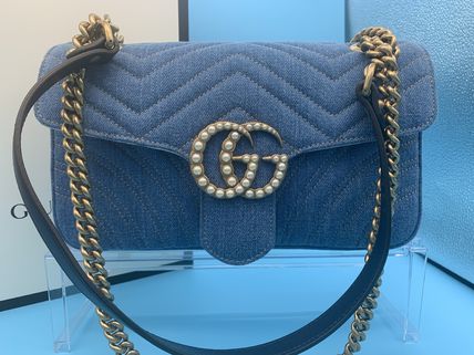 GUCCI Heart Casual Style Denim 2WAY Elegant Style Crossbody Logo 