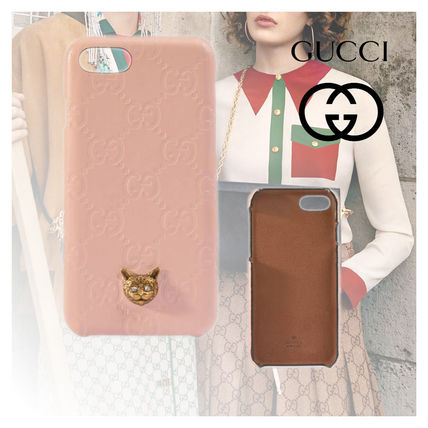 GUCCI Leather iPhone 8 Logo Smart Phone Cases 
