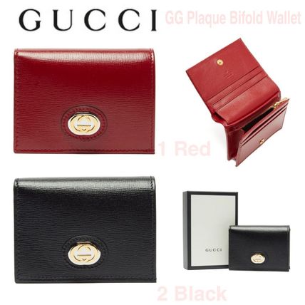 GUCCI 2020 SS Calfskin Blended Fabrics Plain Leather Folding Wallet 598532 1DB0X 