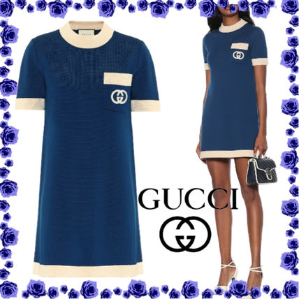 GUCCI 2020 21AW Short Casual Style Wool U Neck Short Sleeves Party Style 