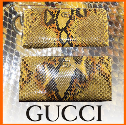 GUCCI 2019 20AW Unisex Python Long Wallet Logo Long Wallets 