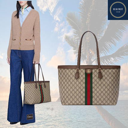 GUCCI Ophidia 2020 21AW Canvas A4 Leather Logo Totes 54045796I3T 