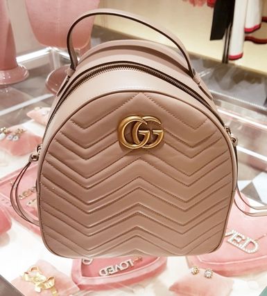 GUCCI GG Marmont 2018 19AW Plain Leather Elegant Style Backpacks 