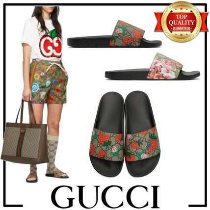 GUCCI 2020 SS Open Toe Round Toe Casual Style Shower Shoes Flat Sandals 