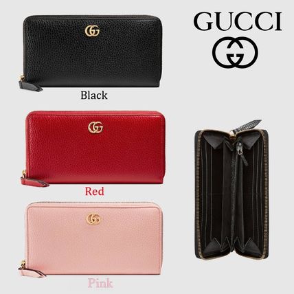 GUCCI GG Marmont 2018 19AW Plain Leather Long Wallet Long Wallets