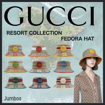 GUCCI 2020 21AW Striped Fabric Forte Dei Marmi Striped Fabric Fedora
