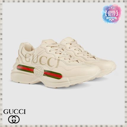 GUCCI 2019 SS WomenS Rhyton Gucci Logo Leather Sneaker 528892DRW009522 