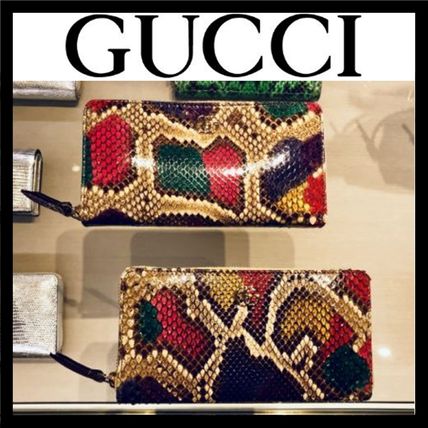 GUCCI Unisex Leather Python Long Wallet Logo Long Wallets 456117 