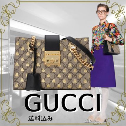 GUCCI GG Supreme 2020 21AW Monogram Chain Leather Party Style Office Style 498156 9F26G 8319 
