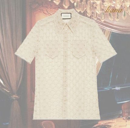 GUCCI Short Sleeves Elegant Style Logo ShirtsBlouses 513 