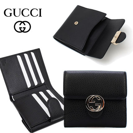 GUCCI Calfskin Street Style Folding Wallet Logo Folding Wallets 