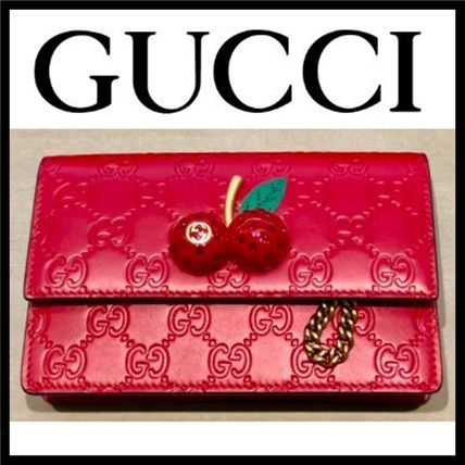 GUCCI Gucci Signature Leather Gg Supreme Mini Bag With Cherries 481291 
