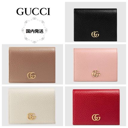 GUCCI GG Marmont 2018 19AW Monogram Unisex Leather Folding Wallet Small Wallet Logo 