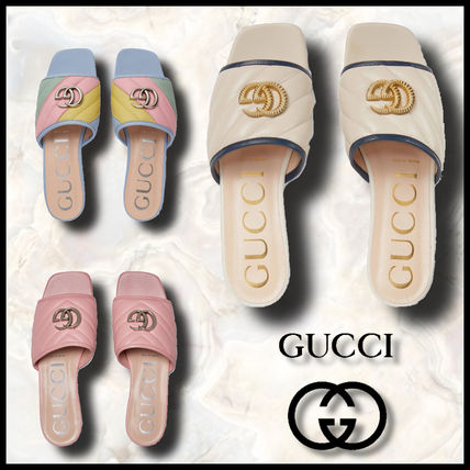 GUCCI 2020 21AW Open Toe Casual Style Blended Fabrics Plain Leather 