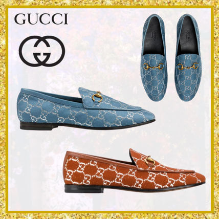 GUCCI Jordaan 2020 21AW Monogram Round Toe Casual Style Street Style Leather