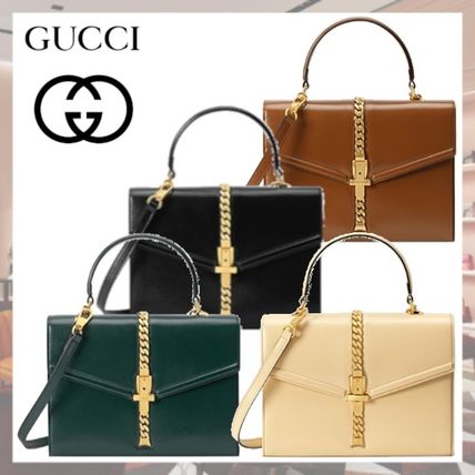 GUCCI Sylvie 2020 SS Casual Style Blended Fabrics Plain Leather