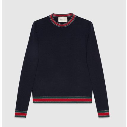 GUCCI Crew Neck Casual Style Wool Long Sleeves V neckCrew neck 