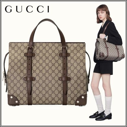 GUCCI Gg Tote Bag With Leather Details 626356 92TDN 8358 