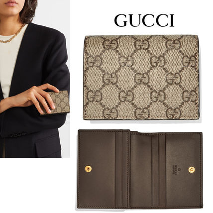 GUCCI GG Supreme Monogram Unisex Canvas Folding Wallet Small Wallet 