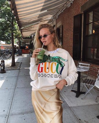 GUCCI 2019 SS Street Style U Neck Long Sleeves Other Animal Patterns 