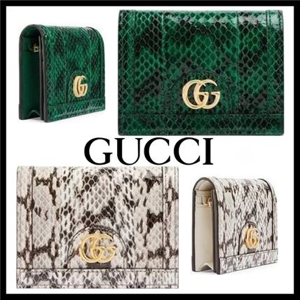 GUCCI Ophidia 2019 SS Unisex Leather Python Small Wallet Logo Folding Wallets