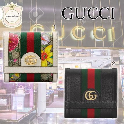 GUCCI Ophidia Leather Folding Wallets 
