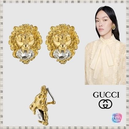 GUCCI 2020 SS Lion Head Earrings With Crystal 582464J1D508062 