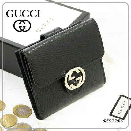 GUCCI Monogram Unisex Leather Folding Wallet Folding Wallets 