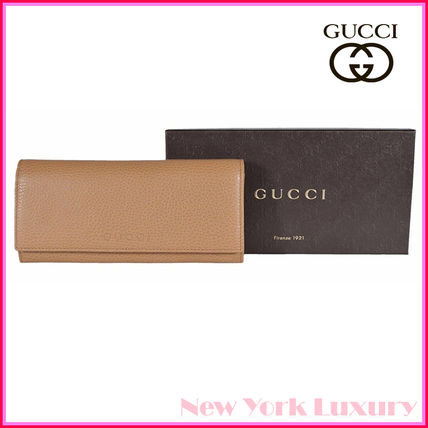 GUCCI Unisex Plain Leather Long Wallets 363423 