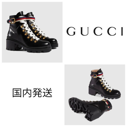 GUCCI Leather Ankle Boot With Sylvie Web 481156 DKS30 1159 
