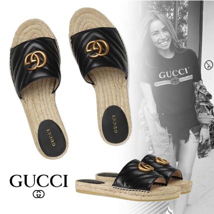 GUCCI Leather Espadrille Sandal 573028 BKO00 1000 