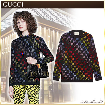 GUCCI 2019 Cruise Crew Neck Wool Rib Long Sleeves Medium V neckCrew neck 