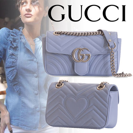 GUCCI GG Marmont 2020 21AW Heart Monogram Casual Style 2WAY Chain Plain Leather 