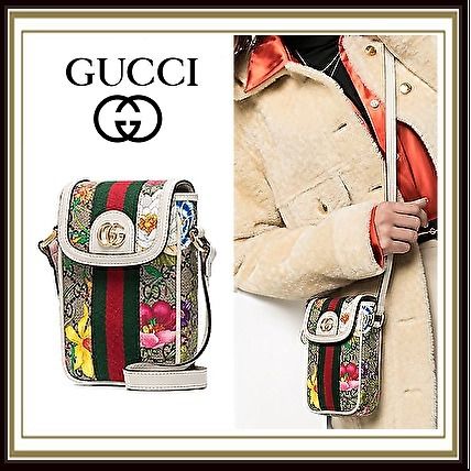 GUCCI GG Supreme 2020 SS Flower Patterns Monogram Blended Fabrics Leather Logo 201451F048276 