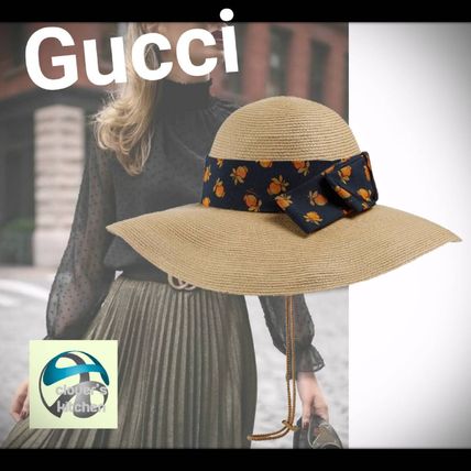 GUCCI Straw Effect Wide Brim Hat 628550 3HK82 9268 