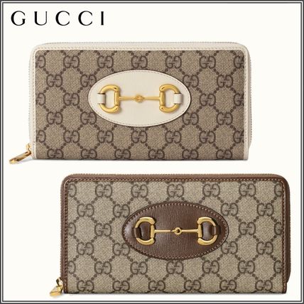 GUCCI 1955 Horsebit Monogram Canvas Leather Long Wallet Logo Long Wallets