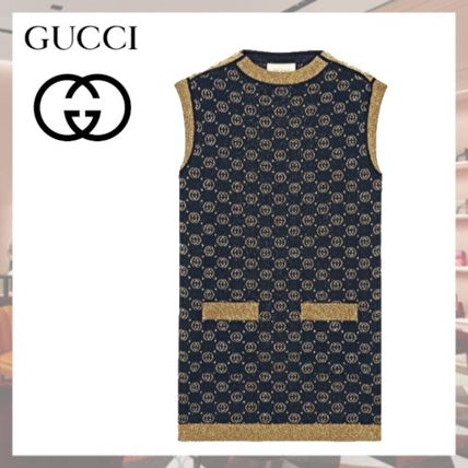 GUCCI 2020 Cruise Interlocking G Lame Wool Dress 605903 XKAHT 4597 