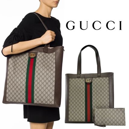 GUCCI Ophidia 2020 SS Stripes Monogram Canvas A4 PVC Clothing Totes 