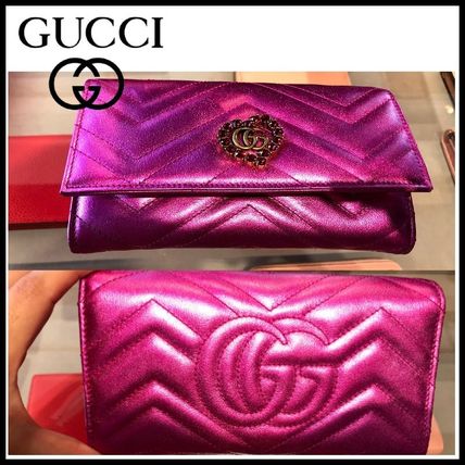 GUCCI Flower Patterns Plain Leather Logo Long Wallets 549882 0u1rt 
