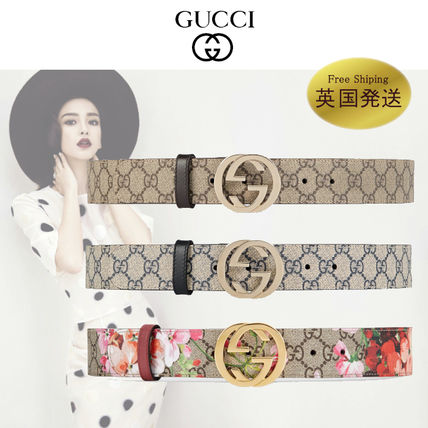 GUCCI GG Supreme Street Style Elegant Style Logo Belts 