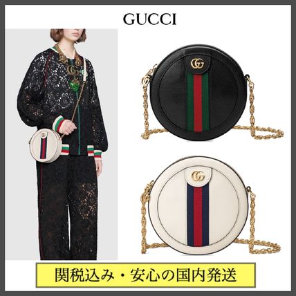 GUCCI Ophidia Stripes Casual Style Blended Fabrics Chain Plain Leather 