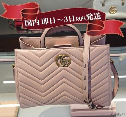 GUCCI GG Marmont 2WAY Plain Leather Office Style Elegant Style Crossbody Logo 448054 