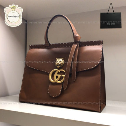 GUCCI GG Marmont Plain Leather Handbags 