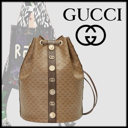 GUCCI 2020 SS Casual Style Blended Fabrics Leather Purses Logo Backpacks 574775 9Y6DG 8358 