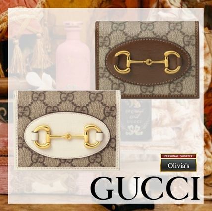 GUCCI 1955 Horsebit Canvas Folding Wallet Logo Folding Wallets