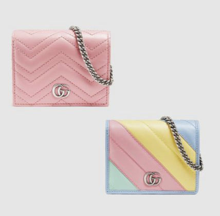 GUCCI 2020 SS Leather Folding Wallet Chain Wallet Logo Long Wallets 