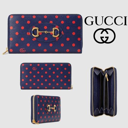GUCCI 2020 SS Dots Leather Long Wallet Logo Long Wallets 